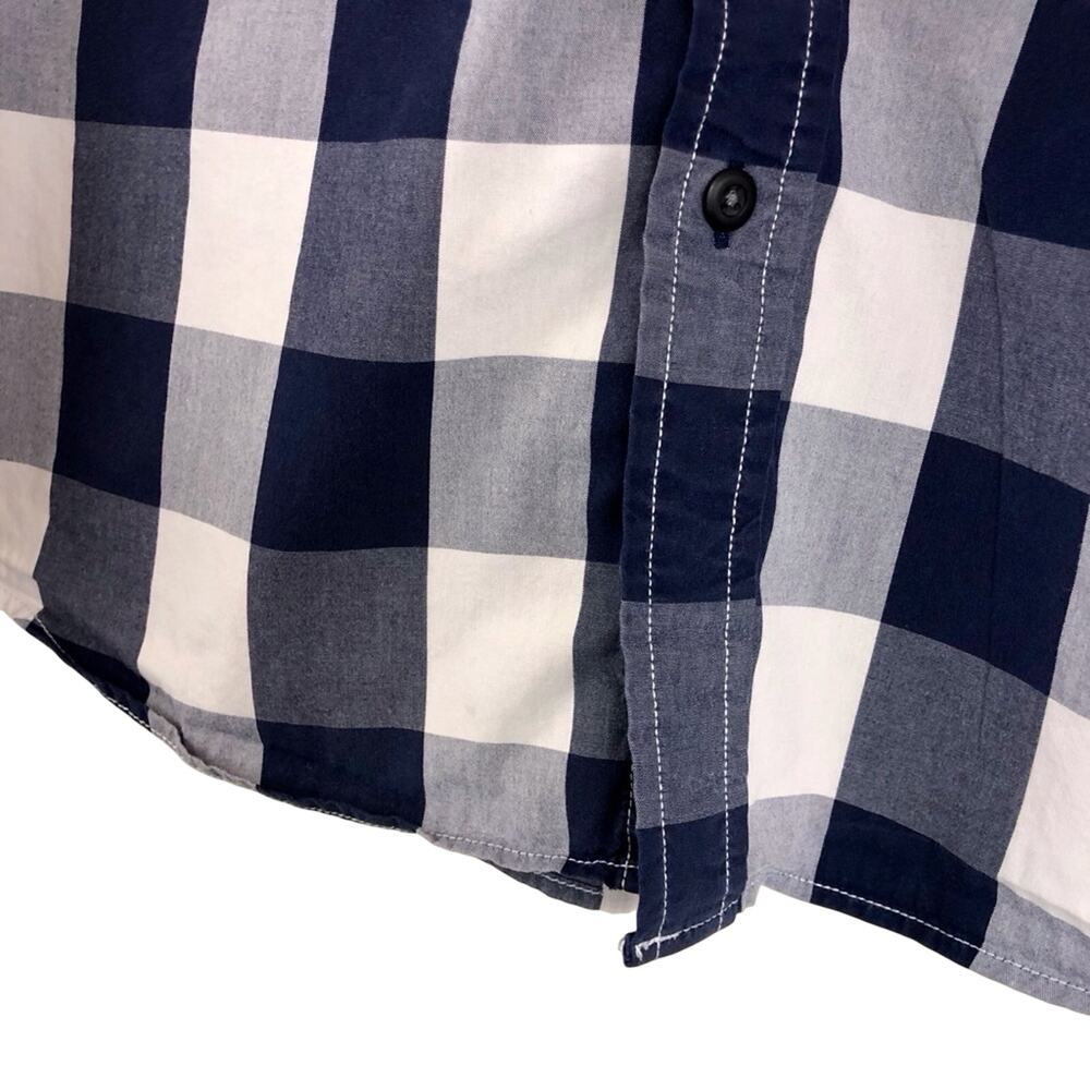 Men's American Eagle Vintage Fit Blue White Buffalo Plaid Shirt Long Sleeve - Picture 9 of 16